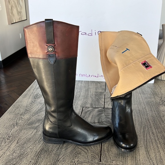 Designer Frye The Frye Company black/brown 7B cowboy riding boots - Picture 13 of 16